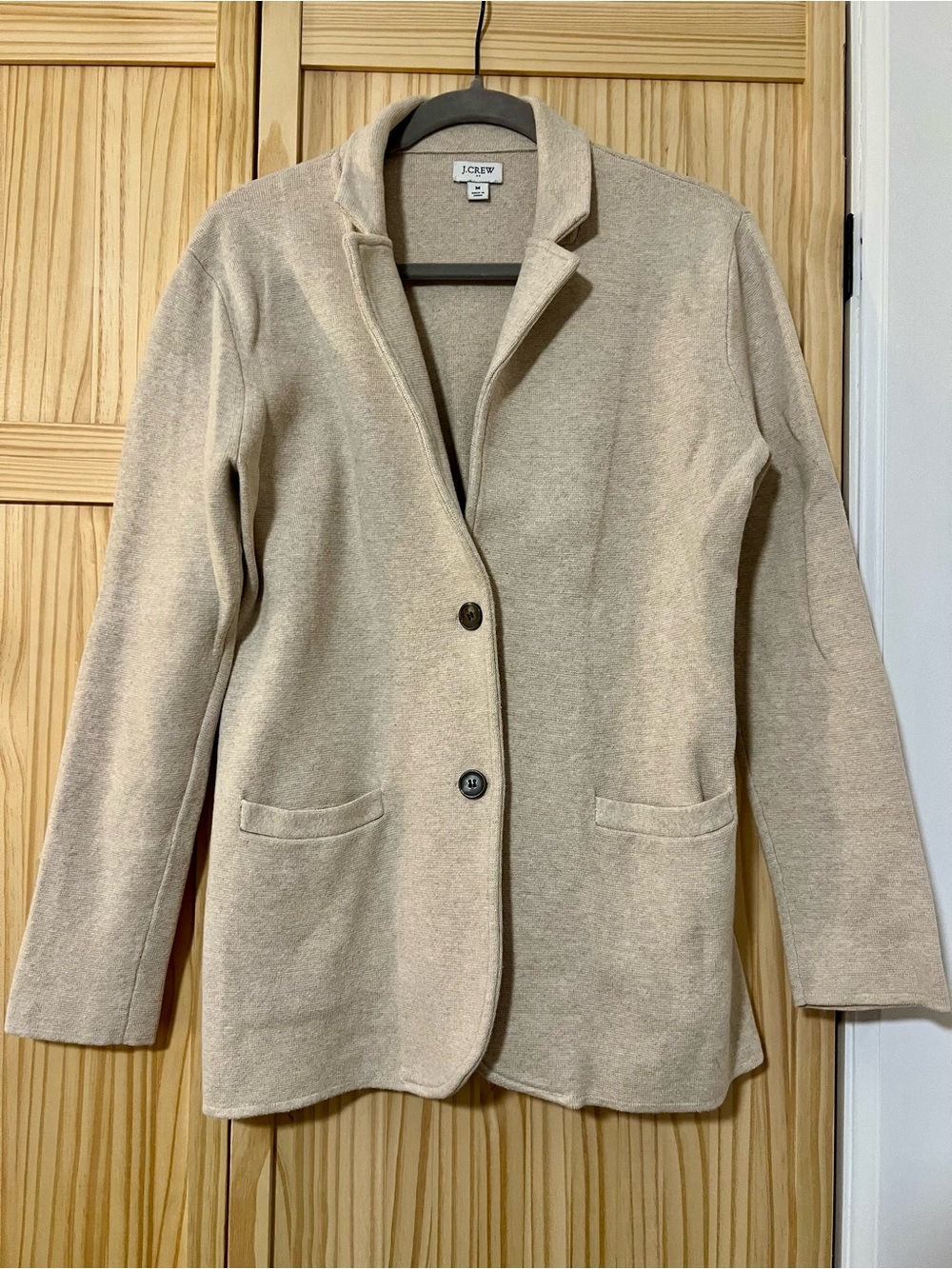 J. Crew Beige Single-Breasted Knit Women's Blazer